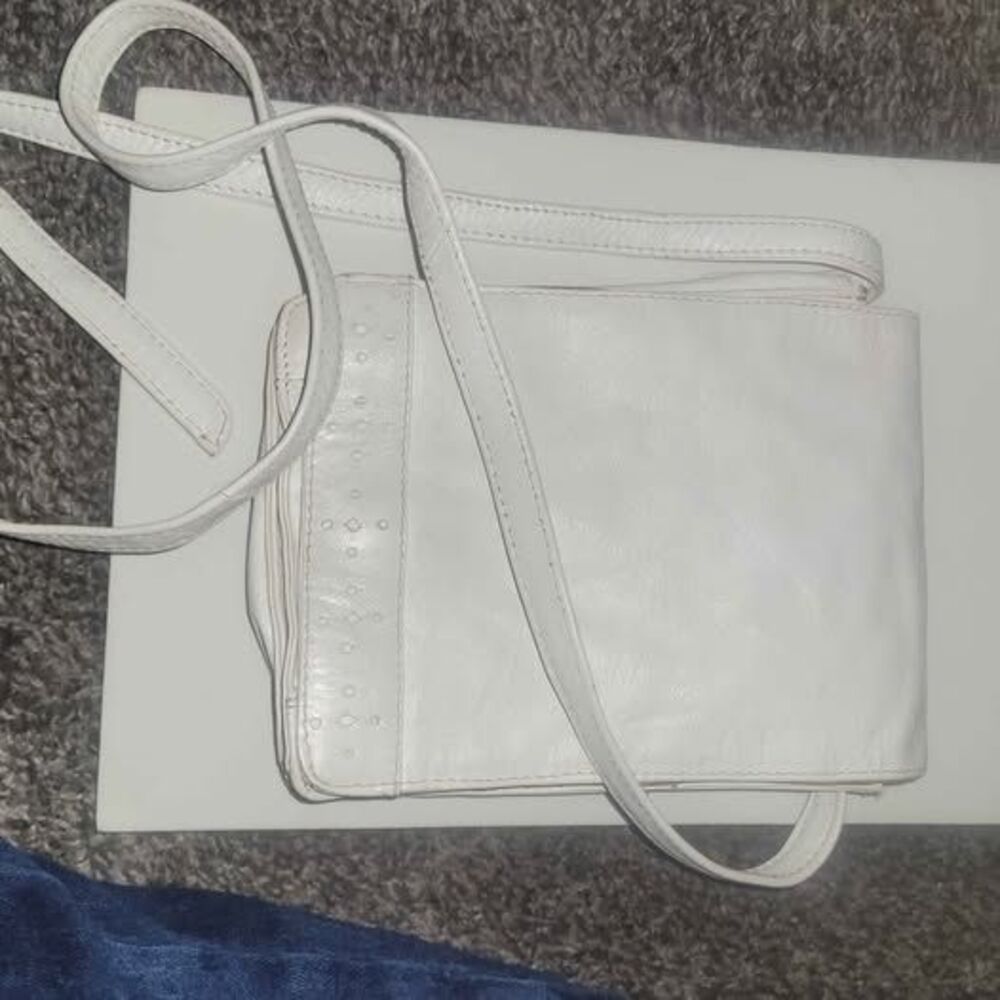 White Genuine Leather Small Crossbody Bag